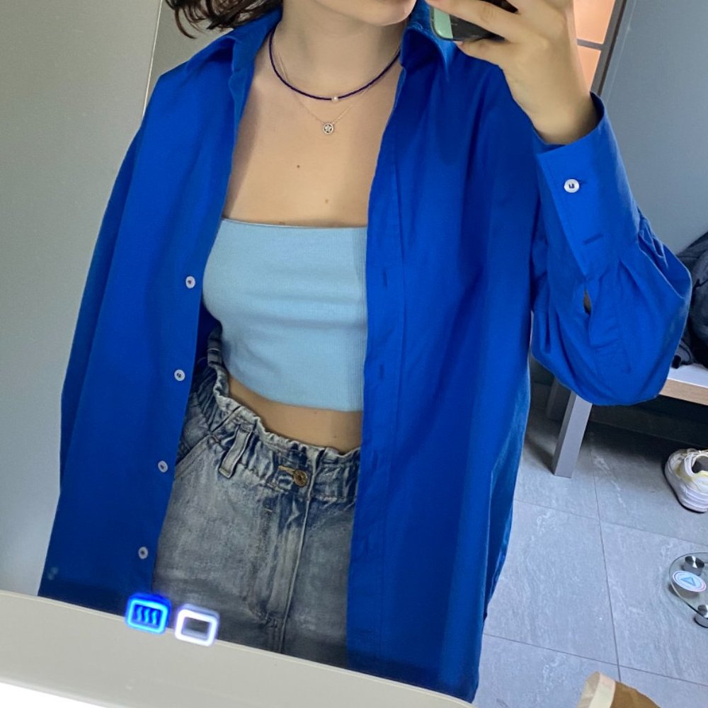 Zara Oversized Blue Shirt in XS